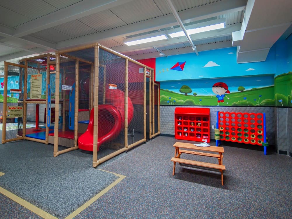 a slide at an onsite childcare facility at freedom fitness gym in saratoga