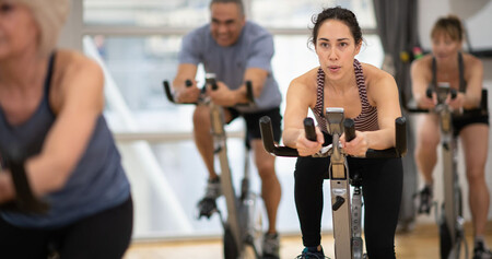 spinning class in cycling studio at fitness center in corpus christi tx